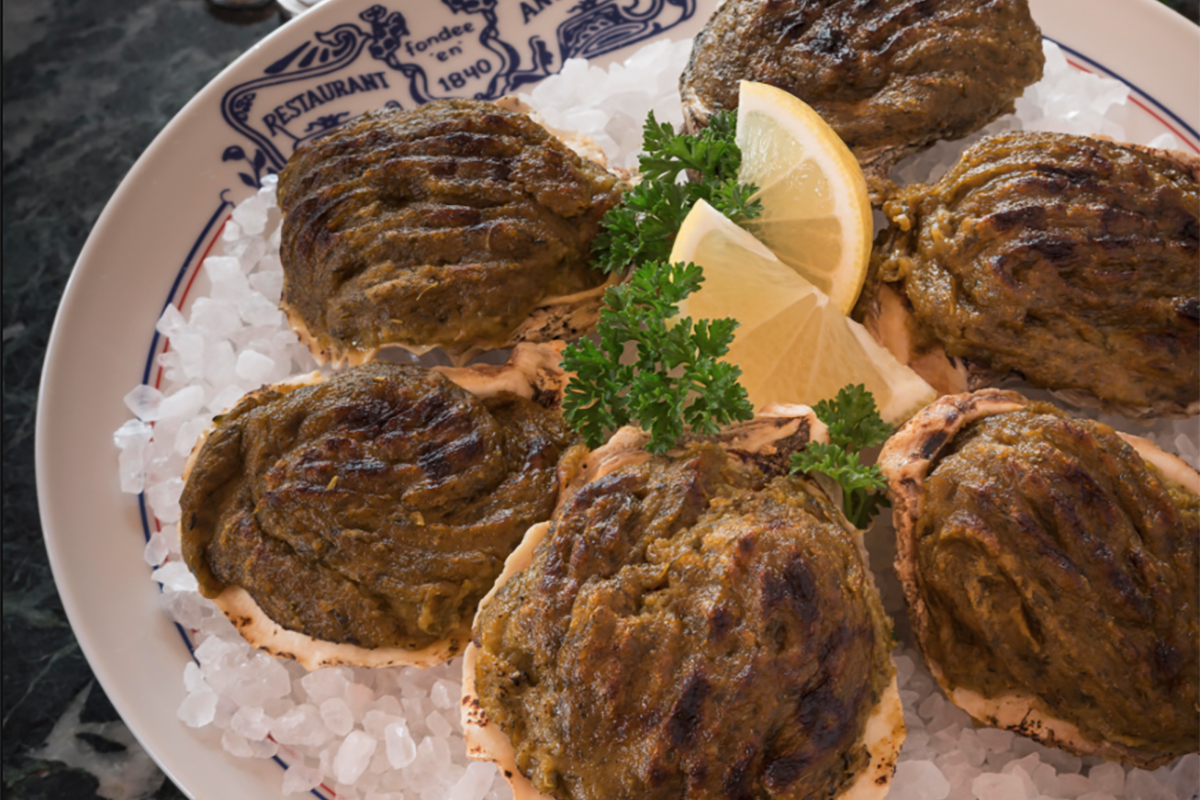 Oysters Rockefeller on a plate