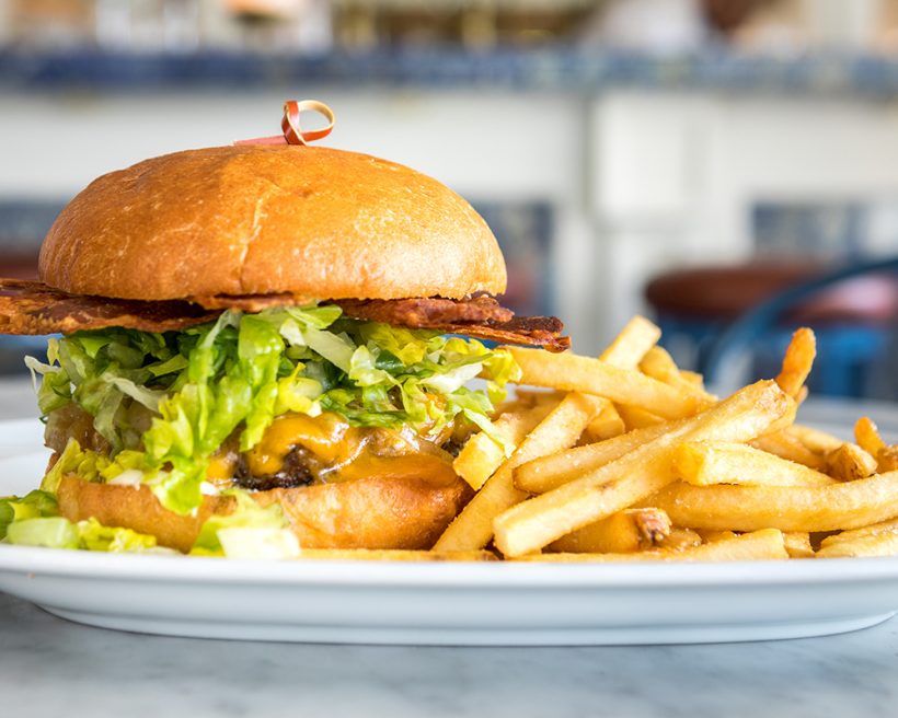 A burger and fries