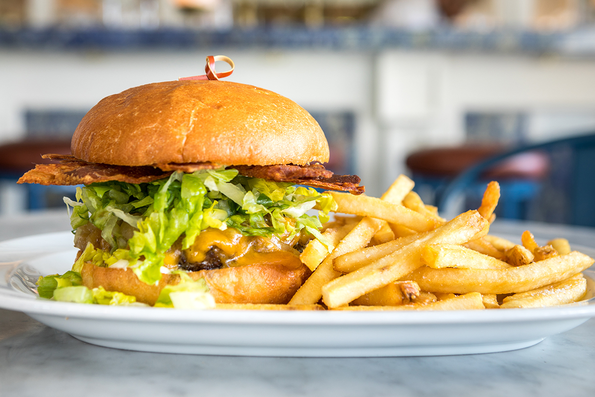 A burger and fries