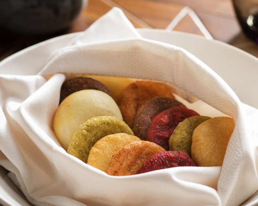 A basket of arepas