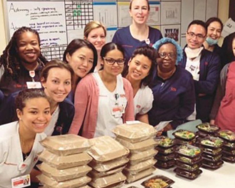 Medical workers receiving restaurant meals during COVID-19