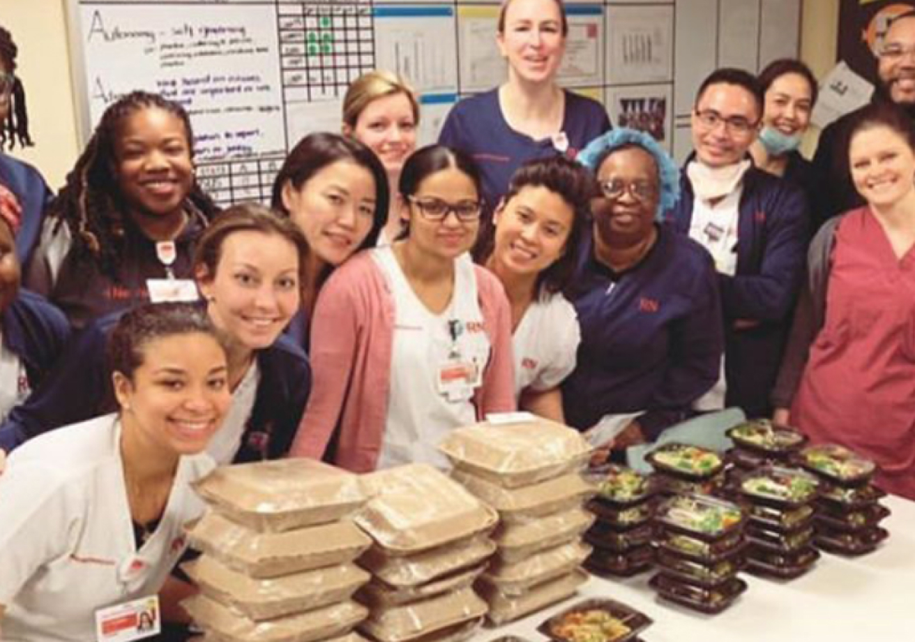 Medical workers receiving restaurant meals during COVID-19