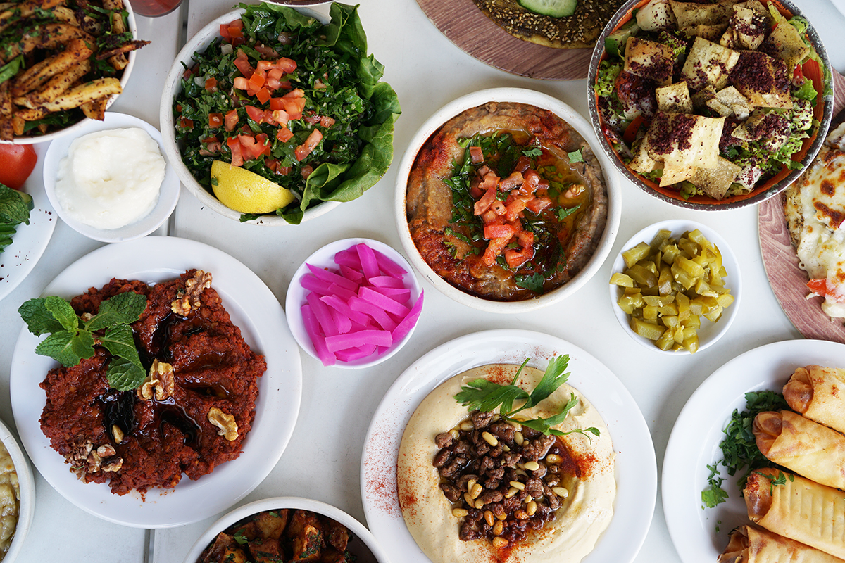 A spread of Middle Eastern dishes