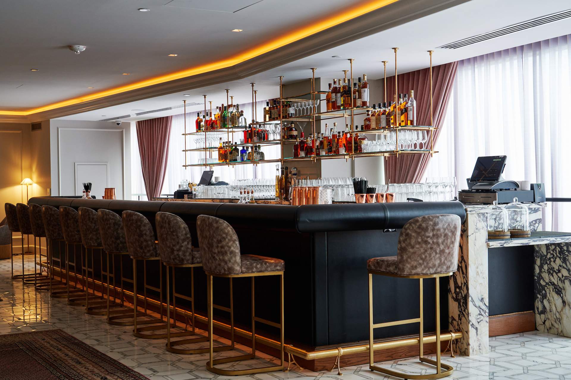The tony bar at Monarch, a modern Italian restaurant in downtown Dallas