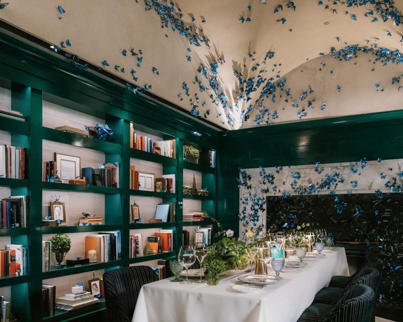 A private dining area with a butterfly motif at Atlas in the St. Regis Hotel Buckhead.