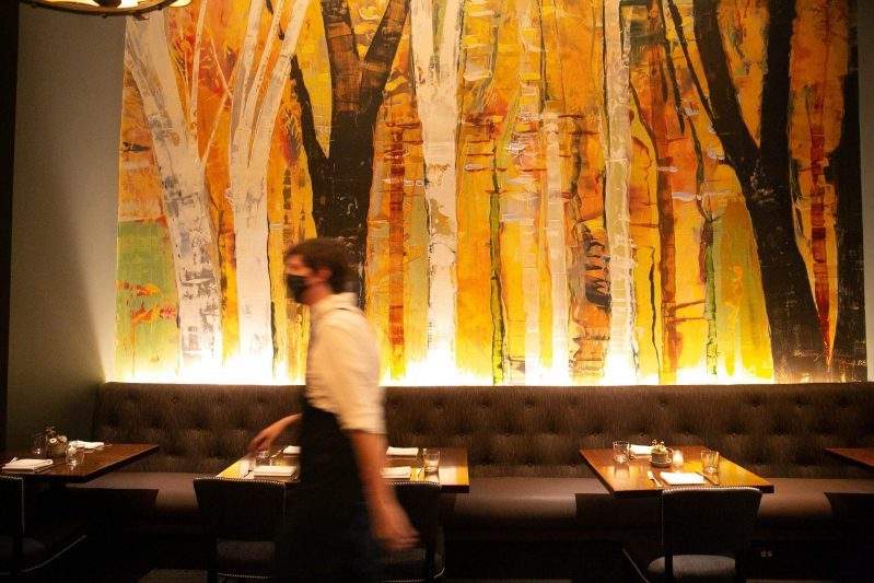 A large painting depicting trees at Fork in Old City