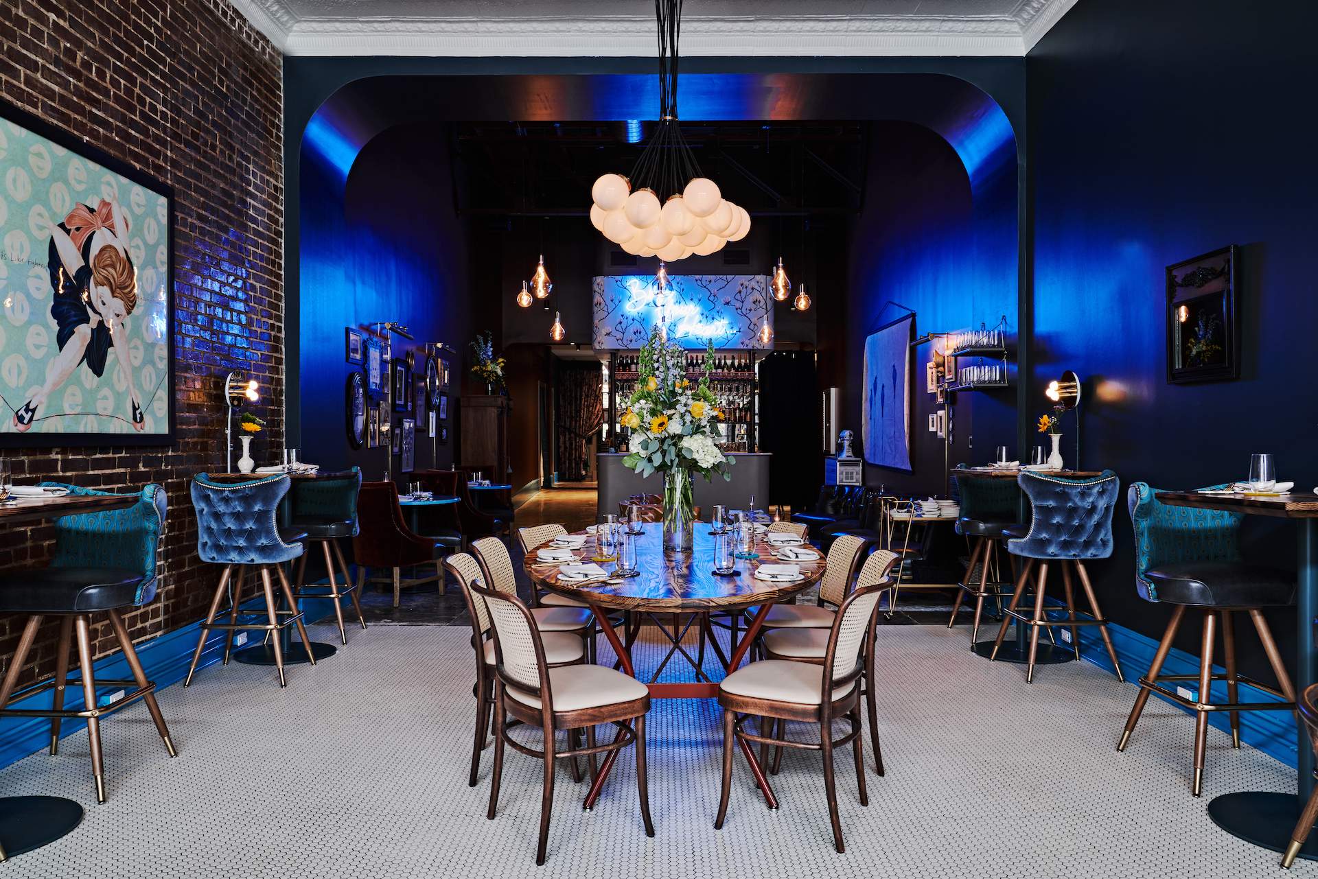 The plush dining area at Southern Belle, a New American restaurant in Poncey-Highland.