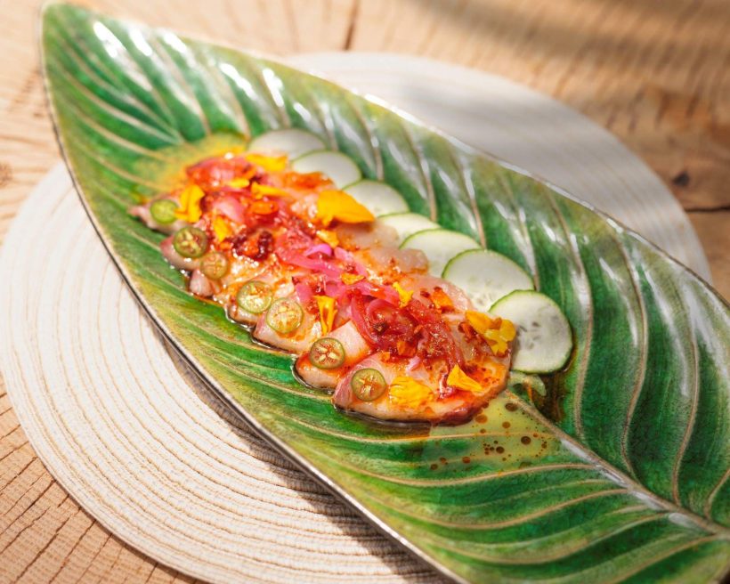 Hamachi with serrano at Casa Madera in Hollywood Hills