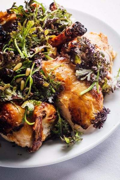 Roast chicken with warm bread salad at Zuni in San Francisco