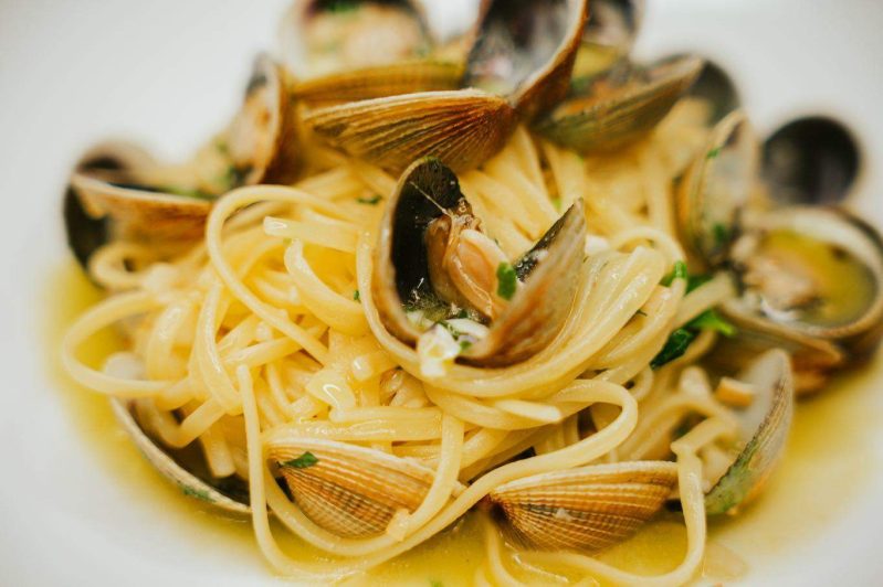 Pasta with clams at Doppo Argento in the Hamptons