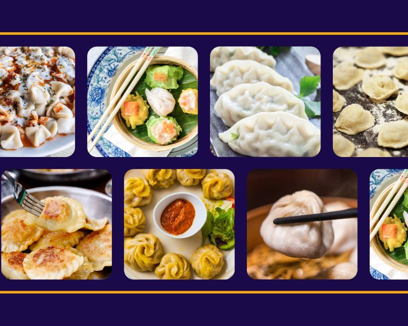 A composite image of various styles of dumplings from around the world