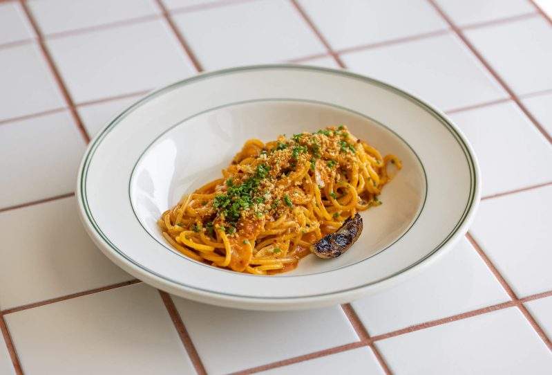 A bowl of tandoori spaghetti at Pijja Palace in Los Angeles