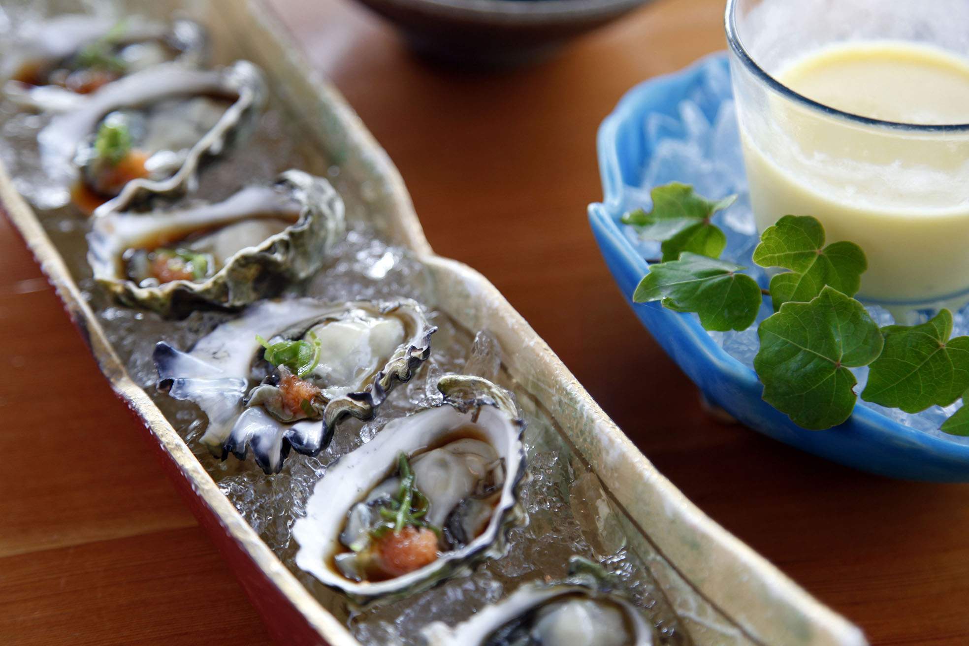 Shigoku oysters with momiji ponzu at Sushi Kappo Tamura in Lake Union/Eastlake