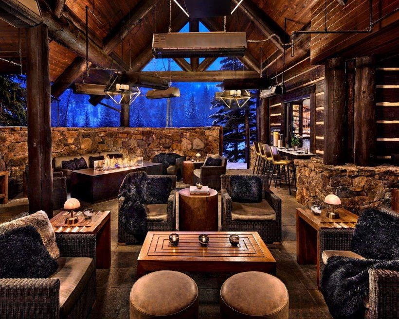 A covered patio at Sakaba in Bachelor Gulch, Colorado