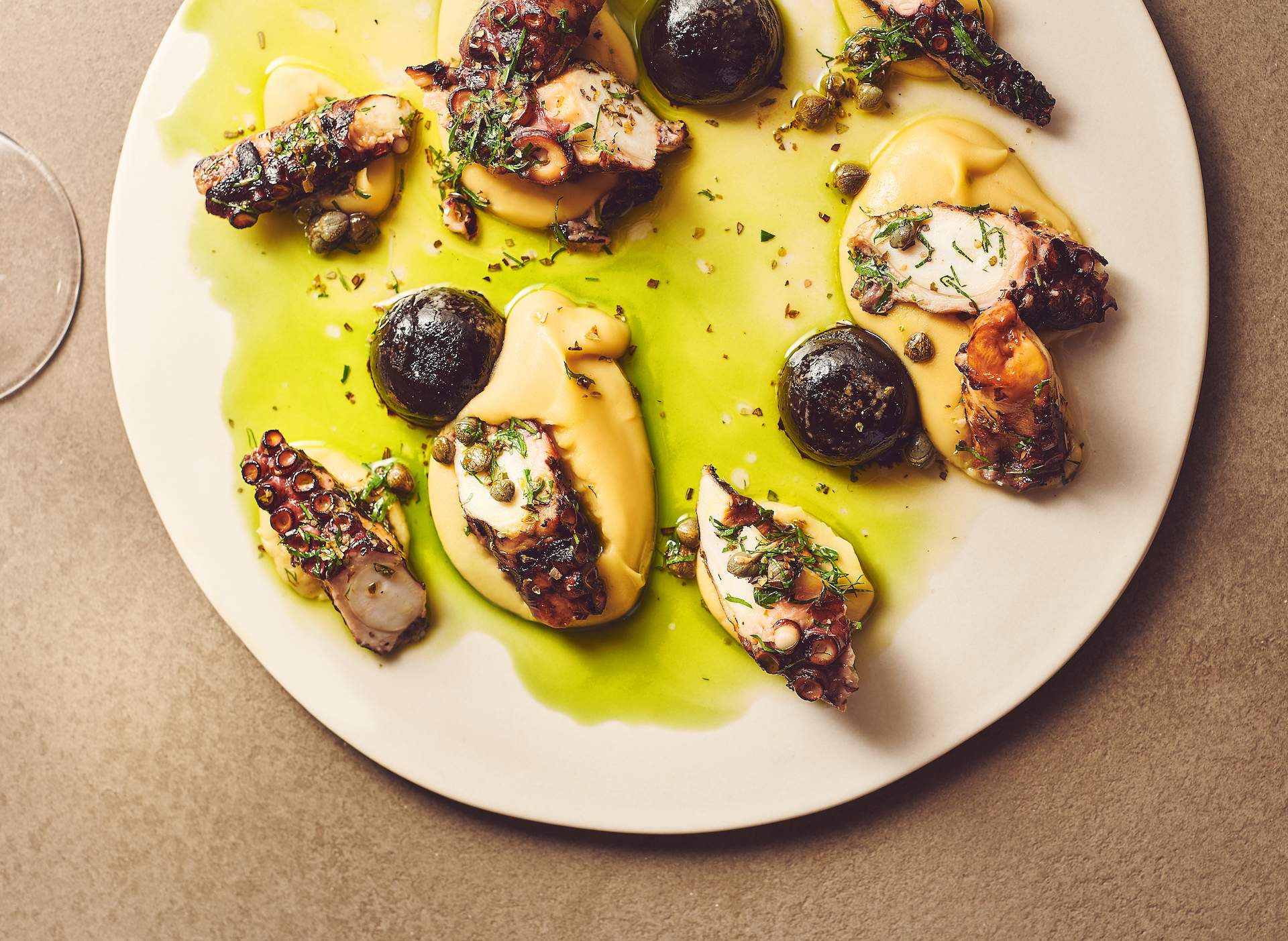 A grilled octopus dish at Chicago restaurant Nisos