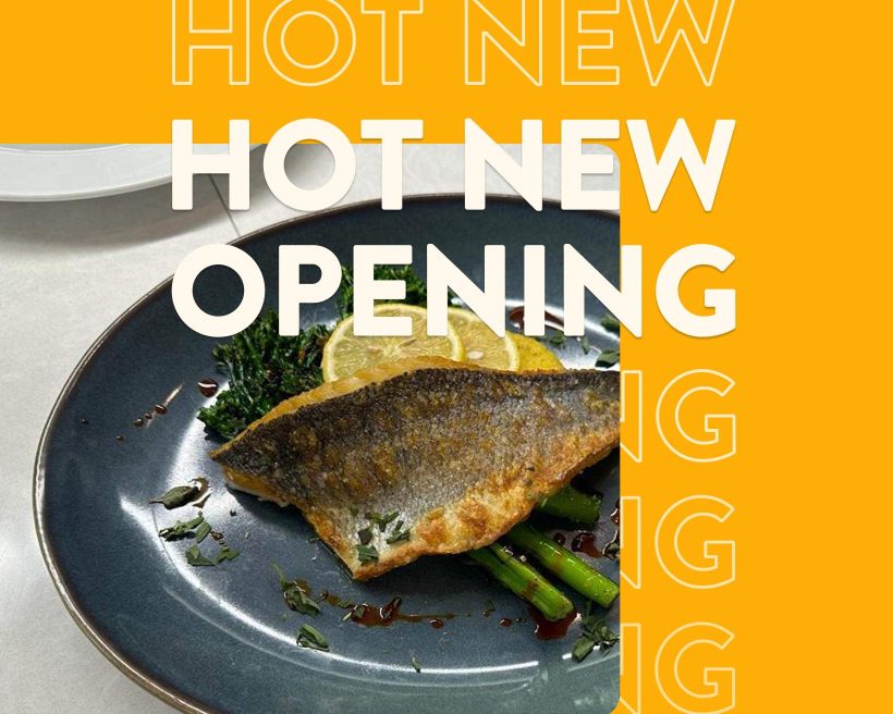 A grilled branzino fish dish at the NYC mediterranean restaurant White Olive
