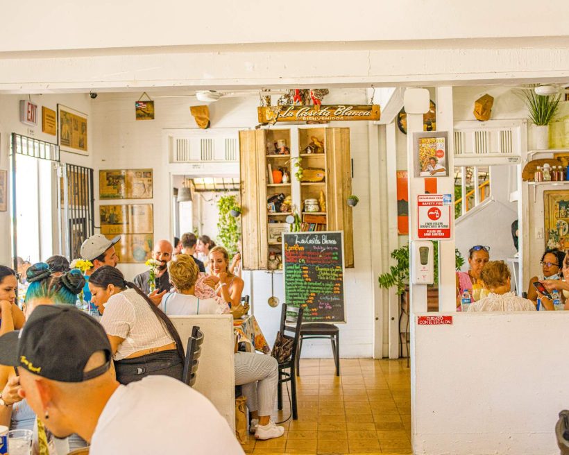 The interior of the San Juan restaurant La Casita Blanca