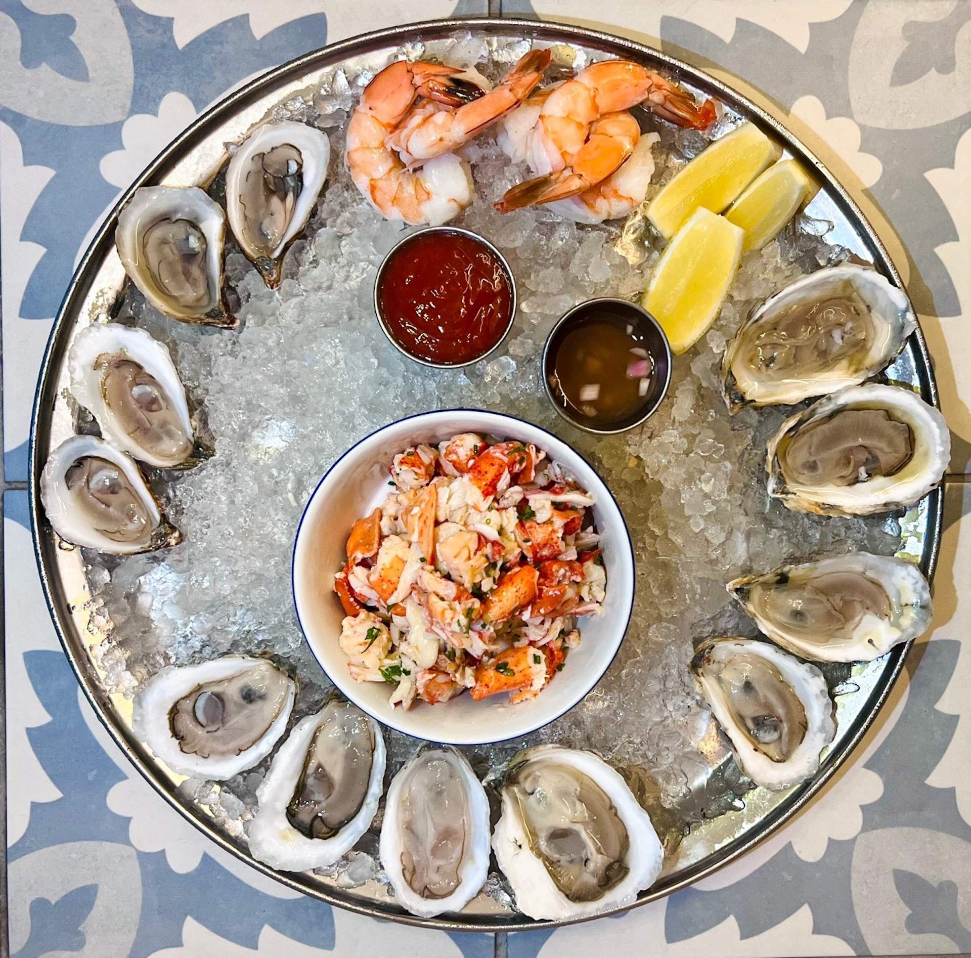A seafood platter at Little Whale Oysters in Boston