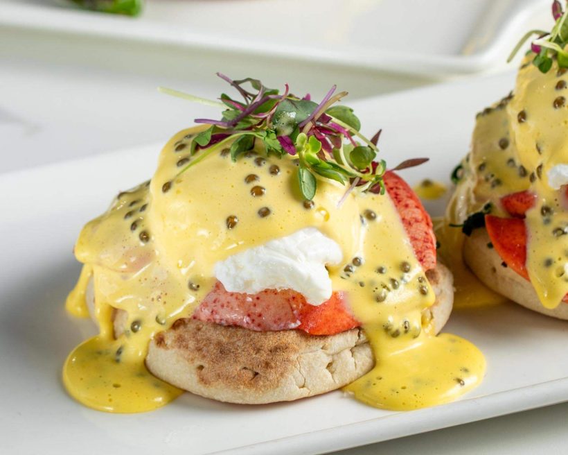 An eggs benedict and lobster dish at the Miami Beach steakhouse STK