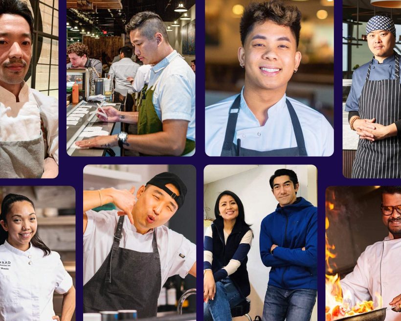 A group of Asian American Pacific Islander chefs as part of a collage for AAPI heritage month