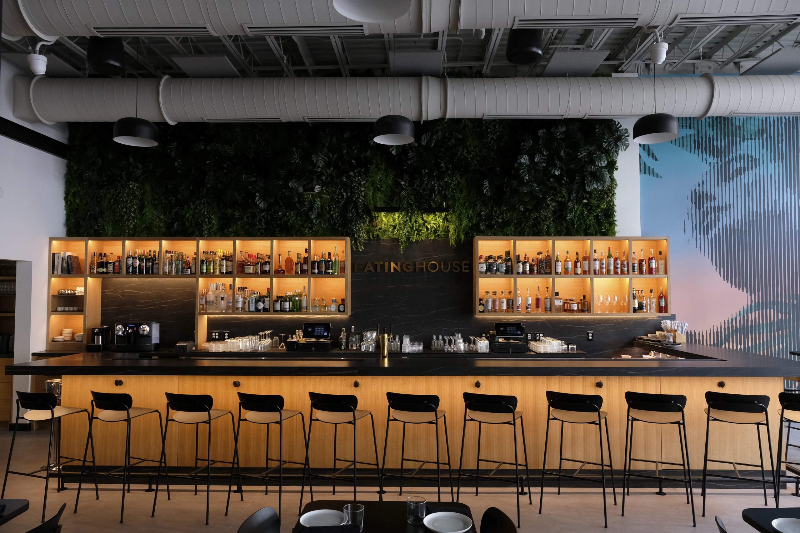 Image depicts the interior of a restaurant.
