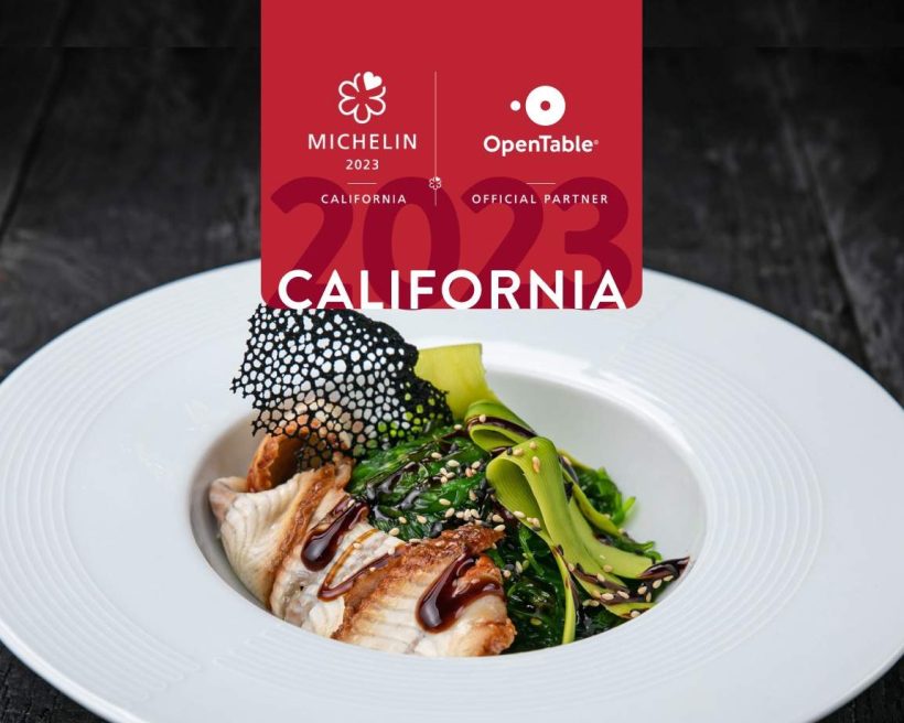 A minimalist plate of food meant to represent the 2023 MICHELIN star recipients in California