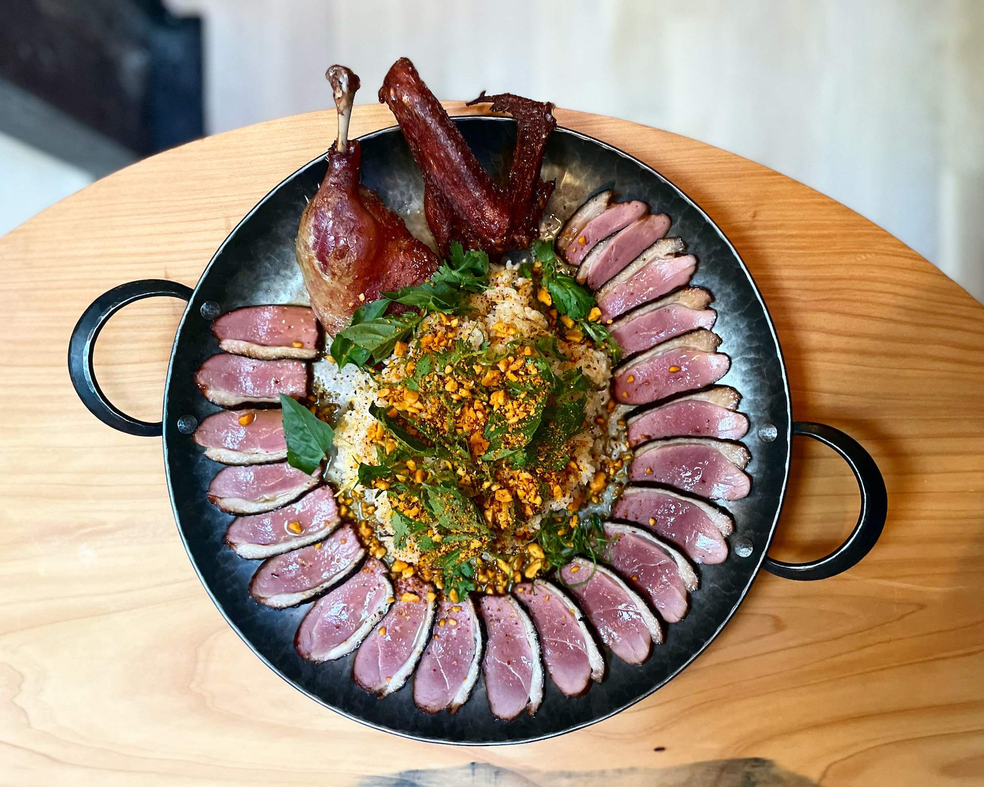 A sliced duck dish at San Francisco restaurant The Progress.