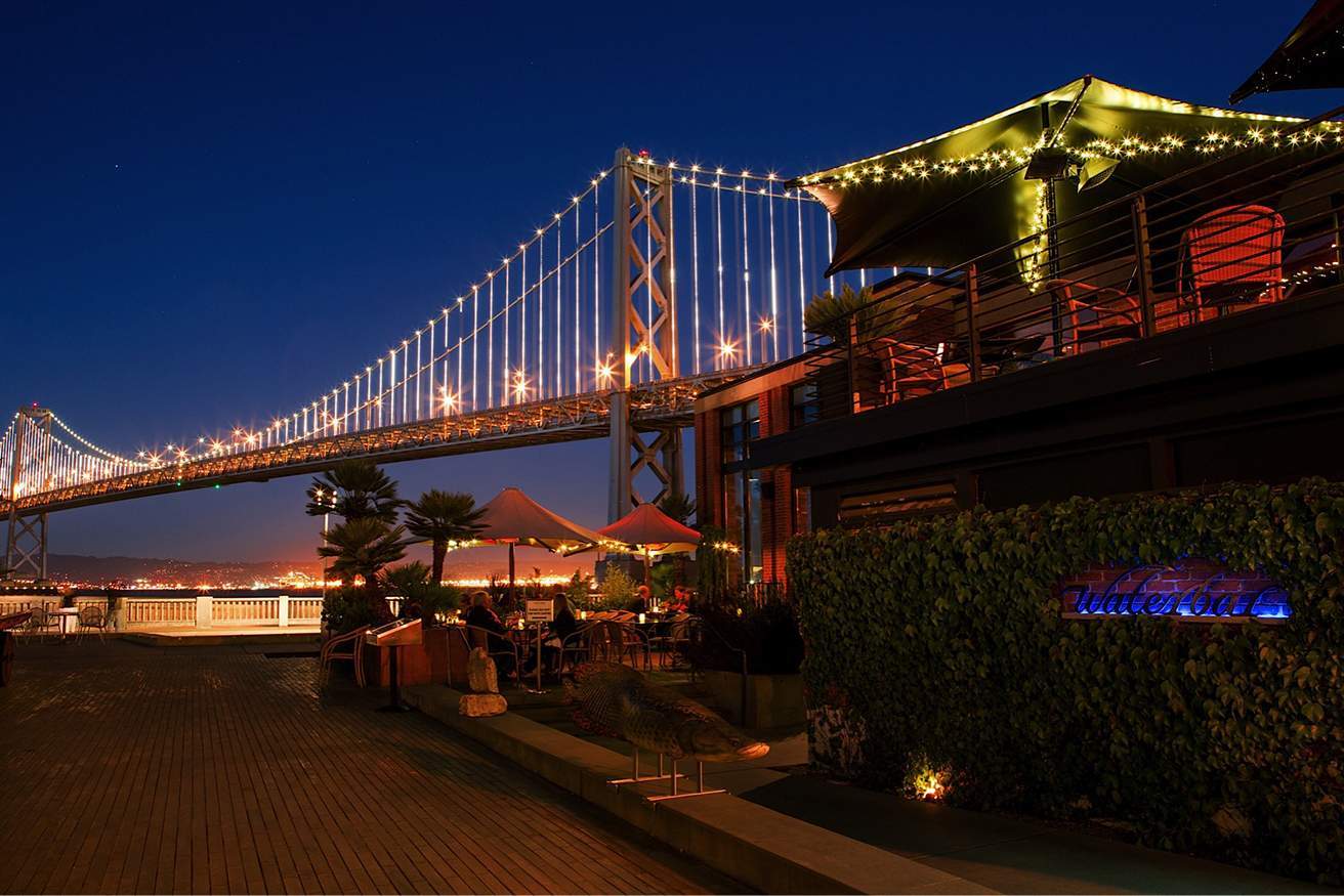 Sweeping Bay Bridge views from Waterbar in San Francisco