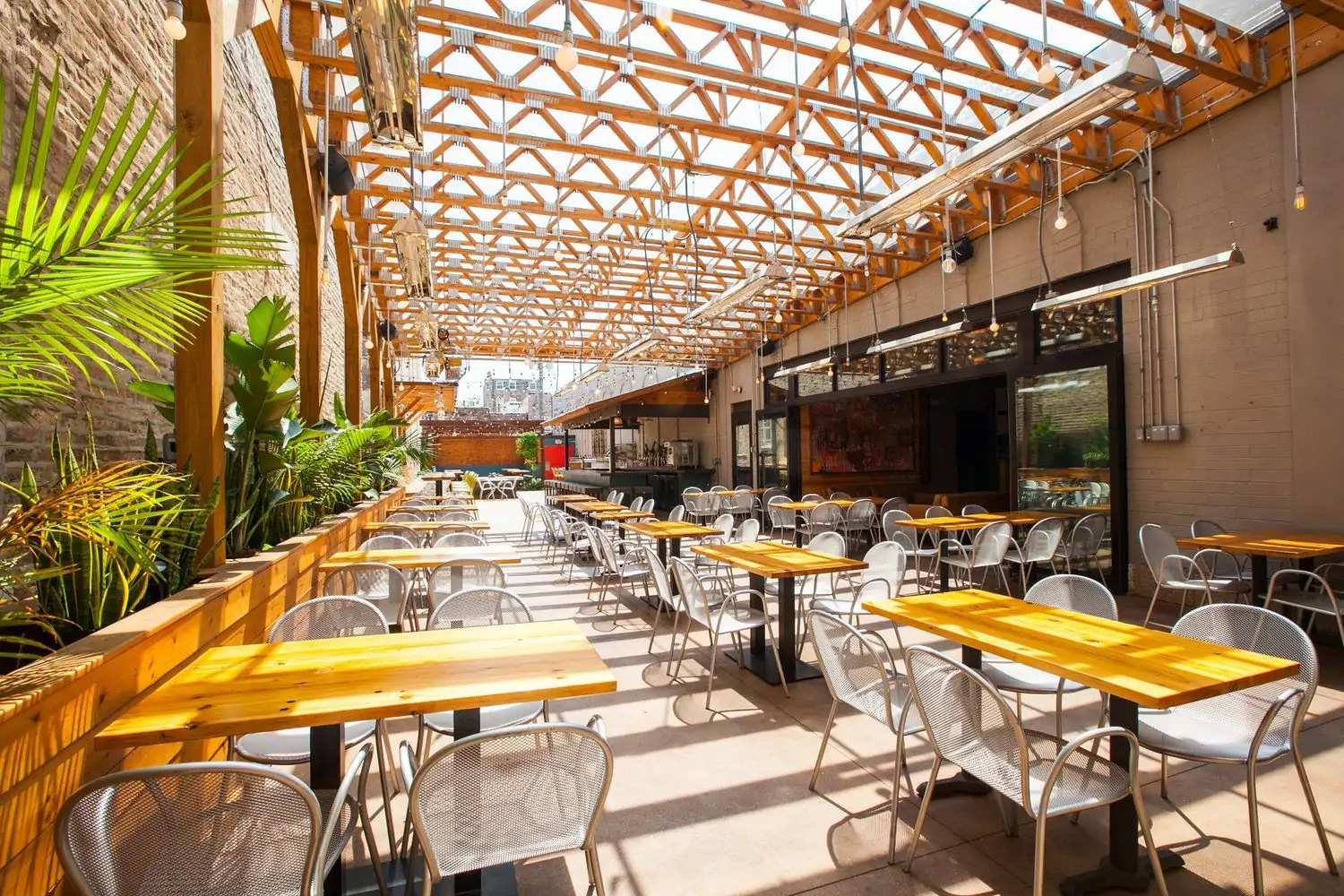 Indoor/outdoor space on the patio at Pilsen Yards, one of the best Chicago outdoor dining experiences on OpenTable.
