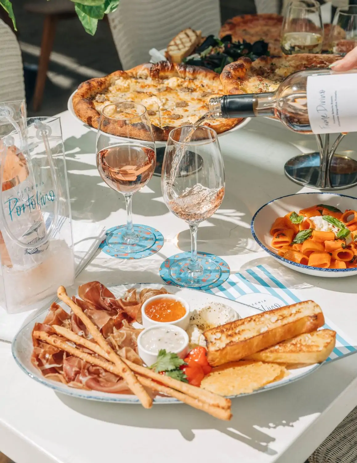 Pizza, pasta, and prosciutto at Pizza Portofino in one of the best Chicago outdoor dining restaurants on OpenTable.