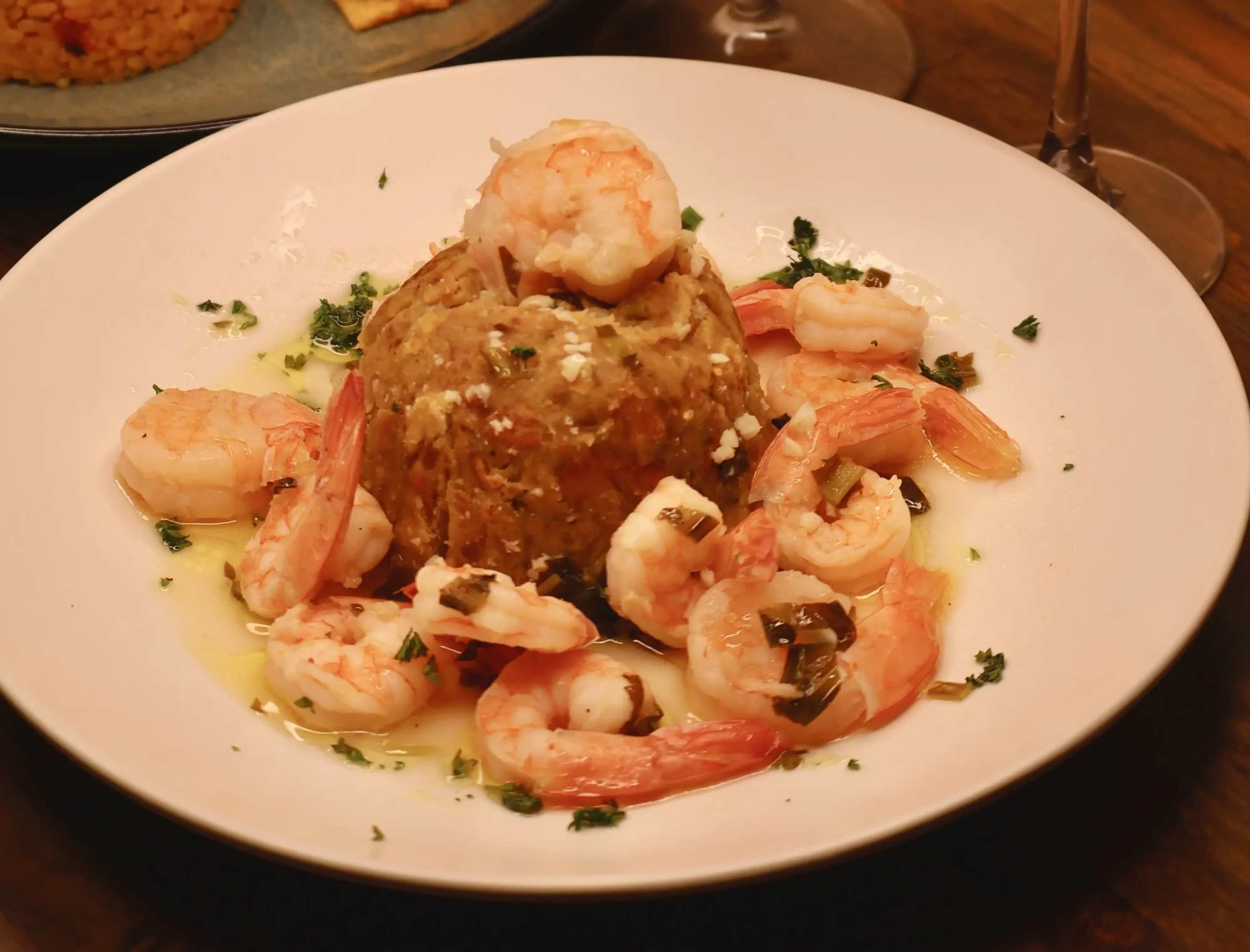 A shrimp and rice dish at Chicago restaurant Marina’s Rum Bar & Bistro
