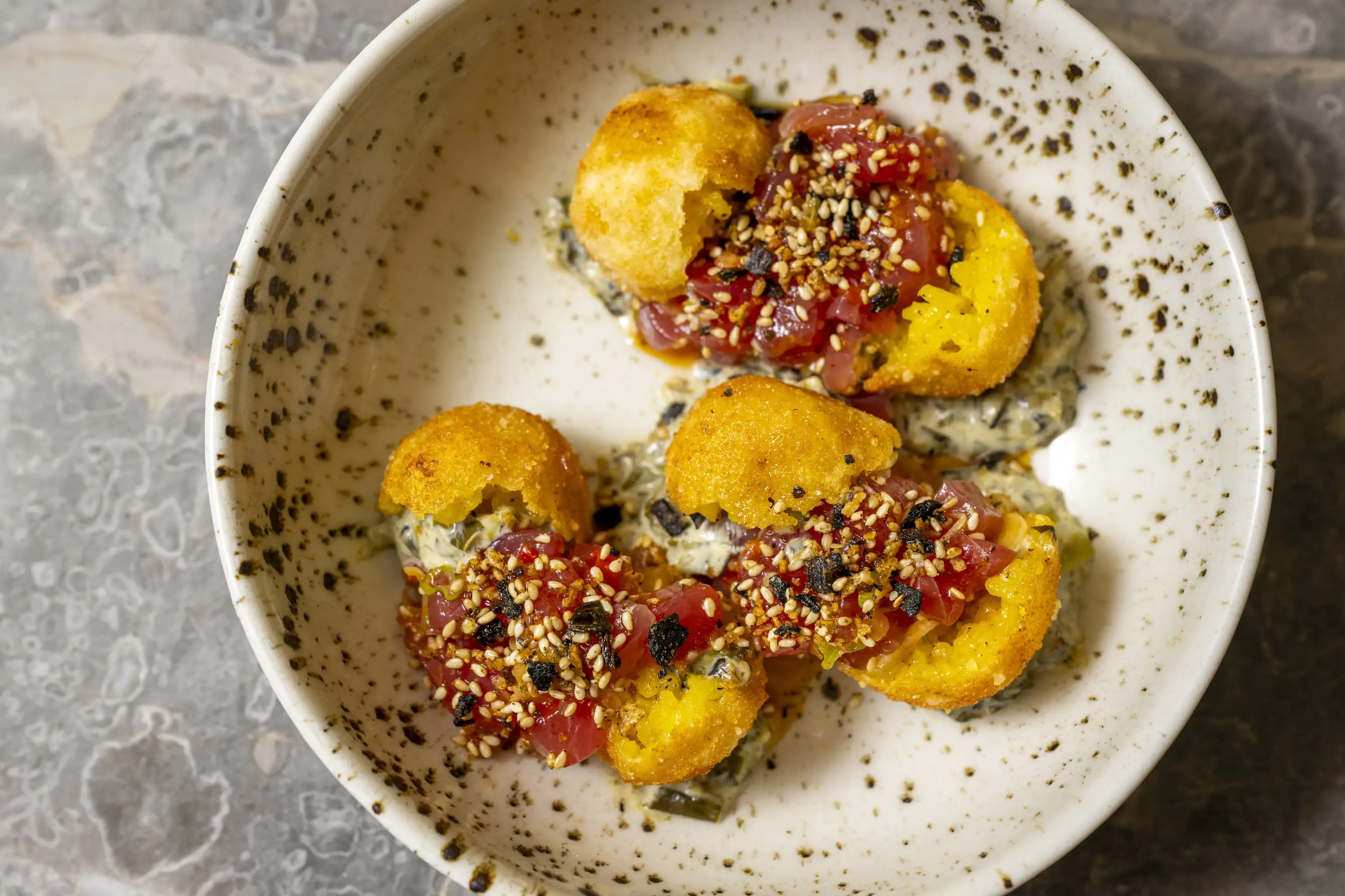 The tuna arancini dish at NYC restaurant San Sabino