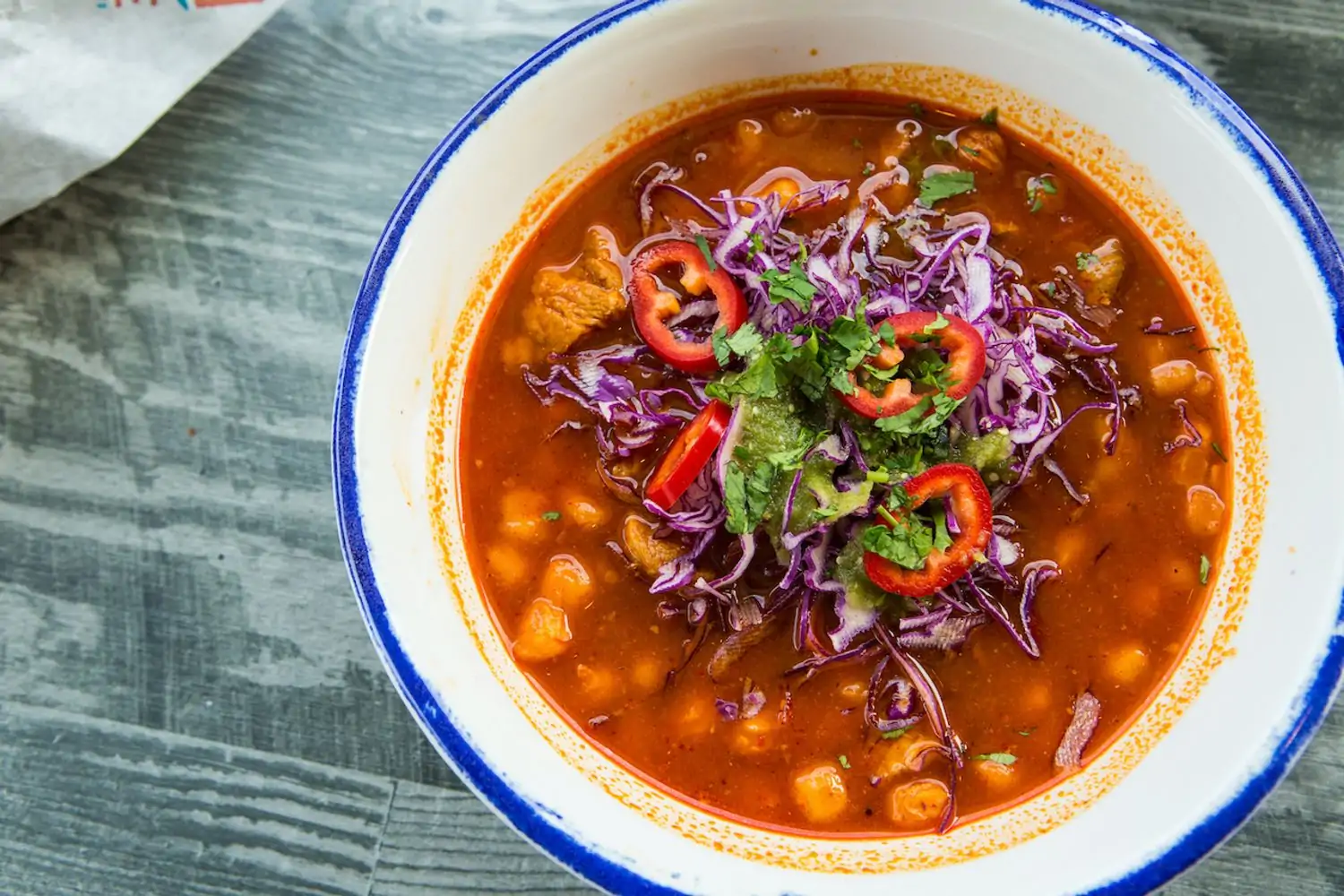 A bowl of hearty soup at Valencia’s Tex-Mex Garage, one of the best family restaurants in Houston. Reserve on OpenTable.