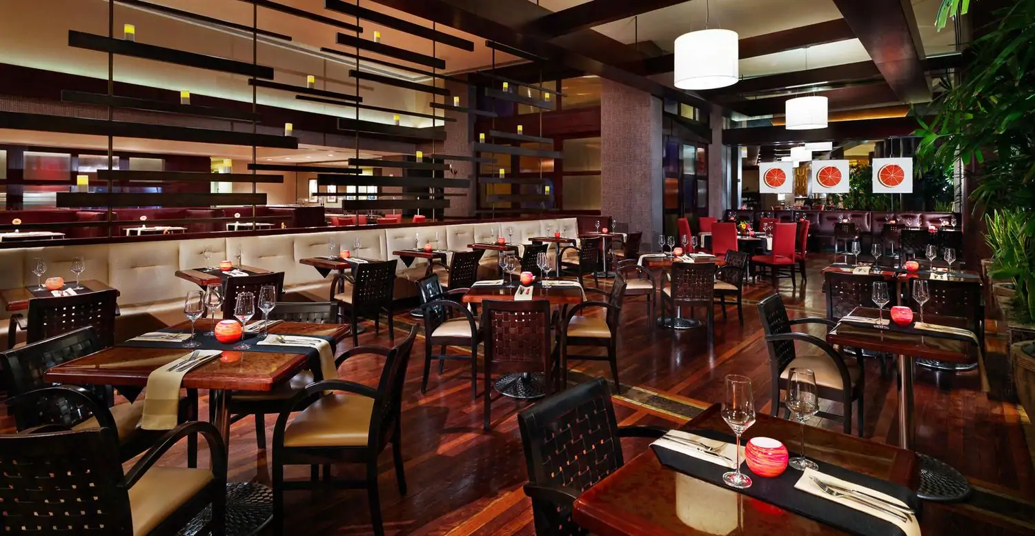 An upscale dining area at 1600 Bar + Grille, one of the best family restaurants in Houston, on OpenTable.