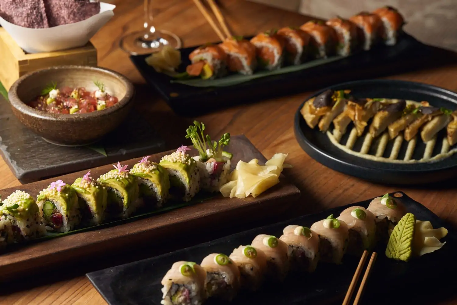 A modern plate of Japanese-Mediterranean fusion at MILA in South Beach, Miami, available on OpenTable.