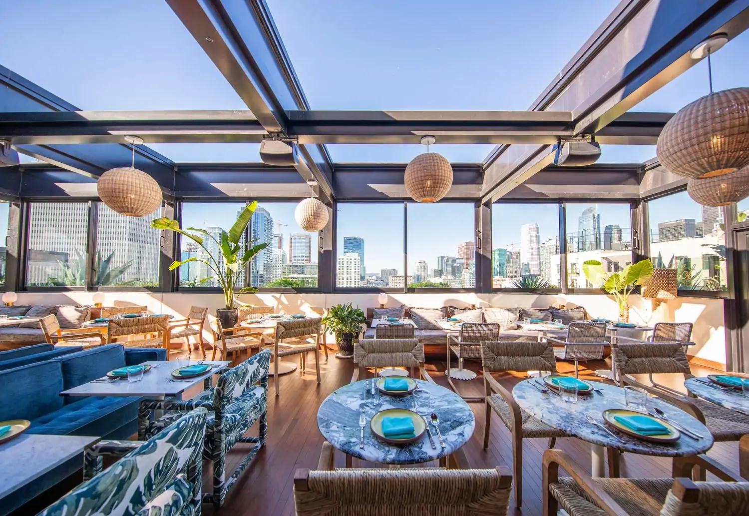 The magnificent rooftop dining room at Cabra, one of the best restaurants with a view in Los Angeles on OpenTable.