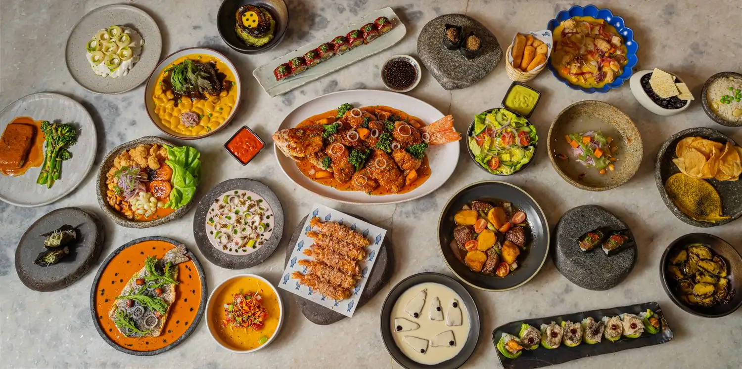 Colorful dishes of seafood and vegetables at Mission Ceviche in New York City. Reserve a table on OpenTable.