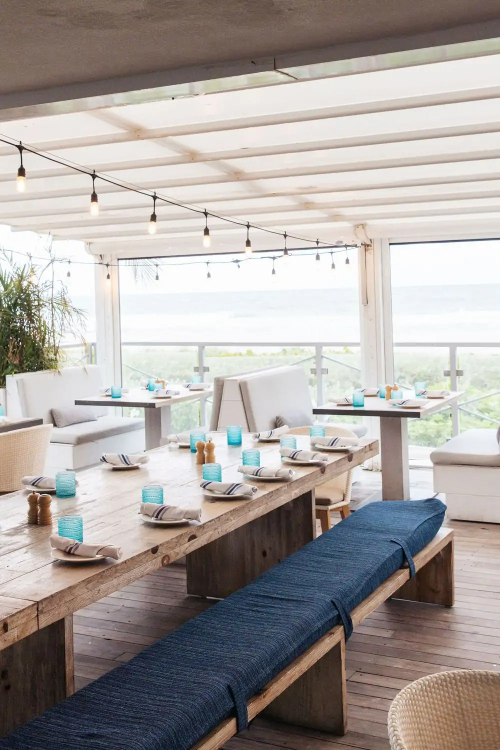 The open, airy outdoor terrace at Ocean Social in Miami, available on OpenTable.