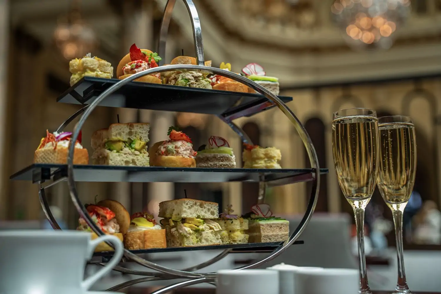 Champagne and tea sandwiches at The Garden Court, one of the best hotel restaurants in San Francisco, on OpenTable.