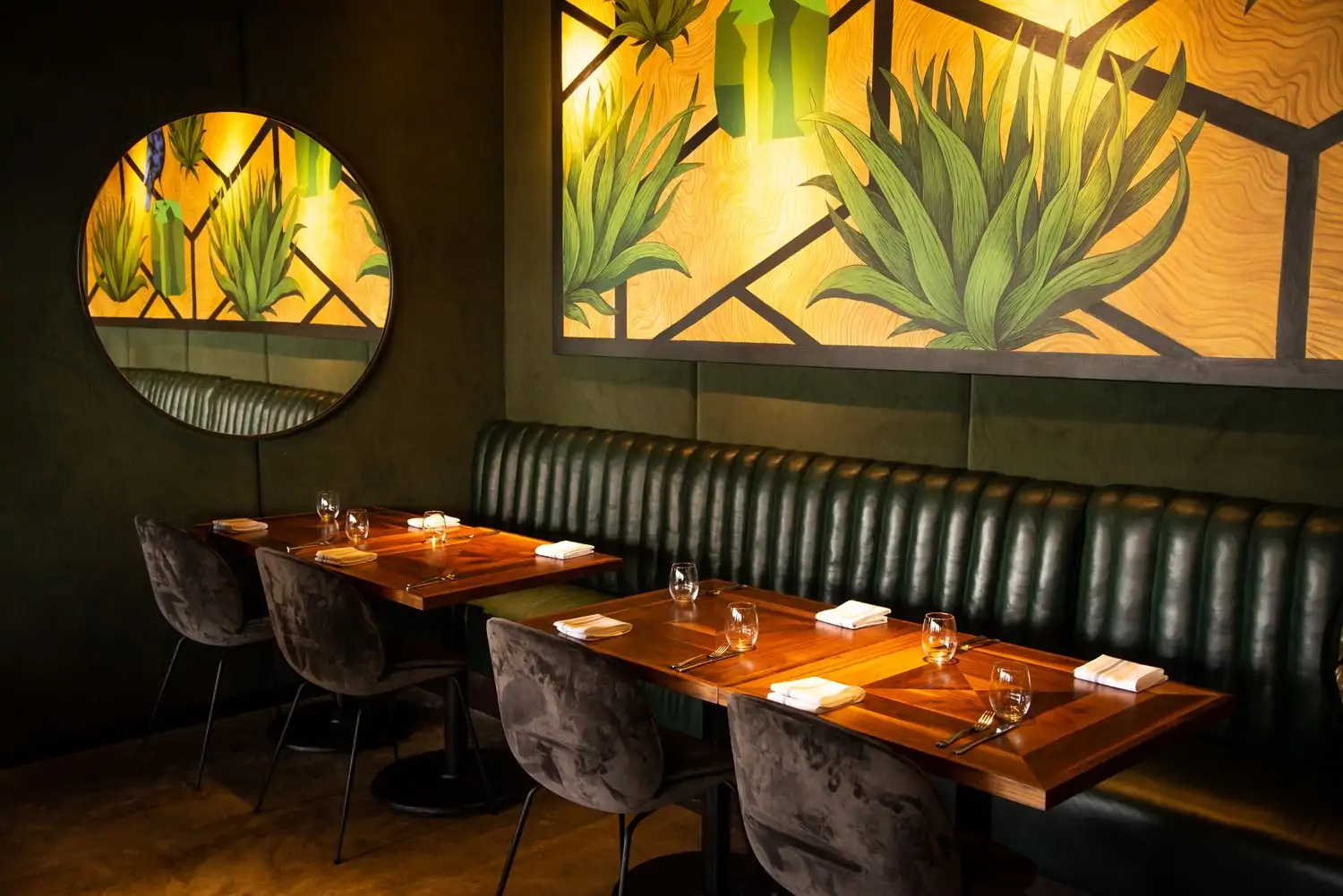 The sleek dining room at Orilla Bar & Grill in Miami, available on OpenTable.
