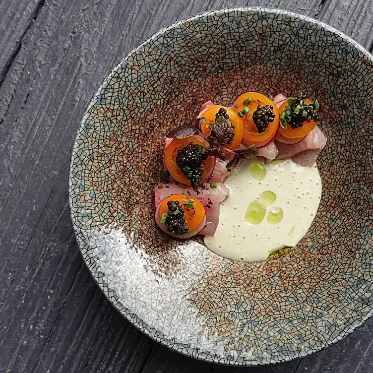 Top down image of sushi dish at Handies Douzo