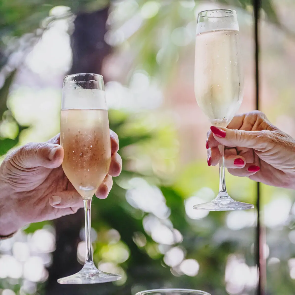 champagne glasses up in the air